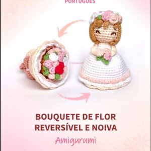 bouquete de flor reversível e noiva